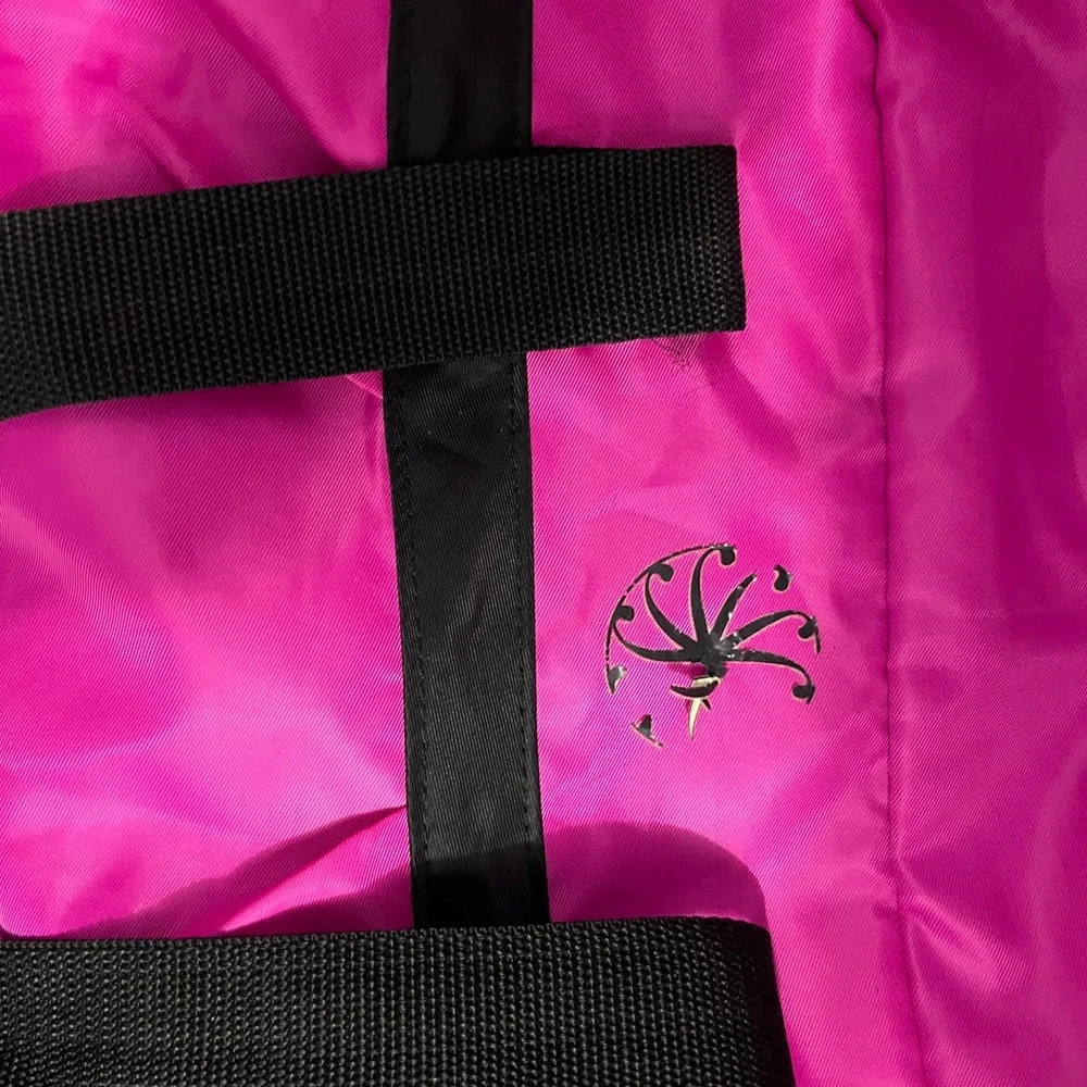 Bright Pink Light Weight Women's Tote Bag with Black Accents: Zippers - Picture 8 of 9